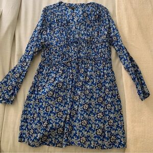 J. Crew Tiered tie front beach dress in cobalt floral